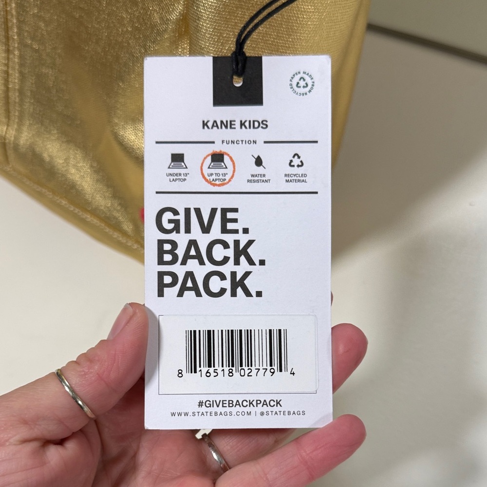 KANE BACKPACK STATE Metallic Gold Backpack BNWT - Picture 6 of 9